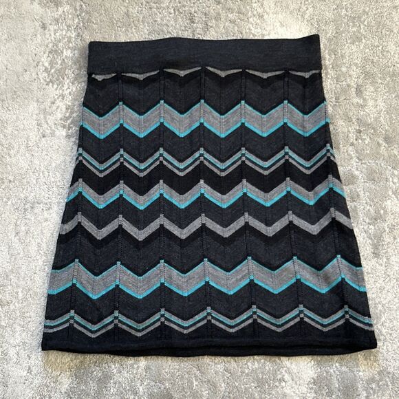 Krimson Klover By Sweater Girl Skirt Womens Small 100% Merino Wool Gray Aqua - Picture 4 of 6